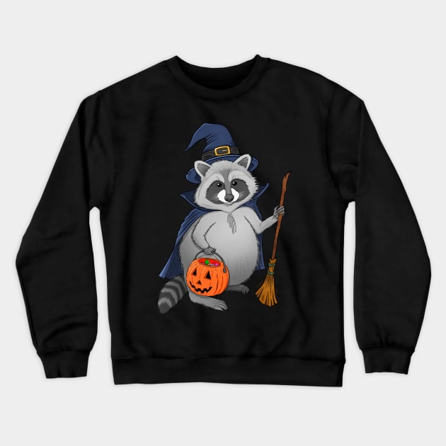 Raccoon Witch Crewneck Sweatshirt by Justanos